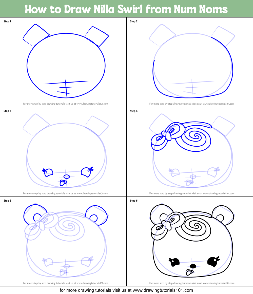 How to Draw Nilla Swirl from Num Noms Printable Step by Step