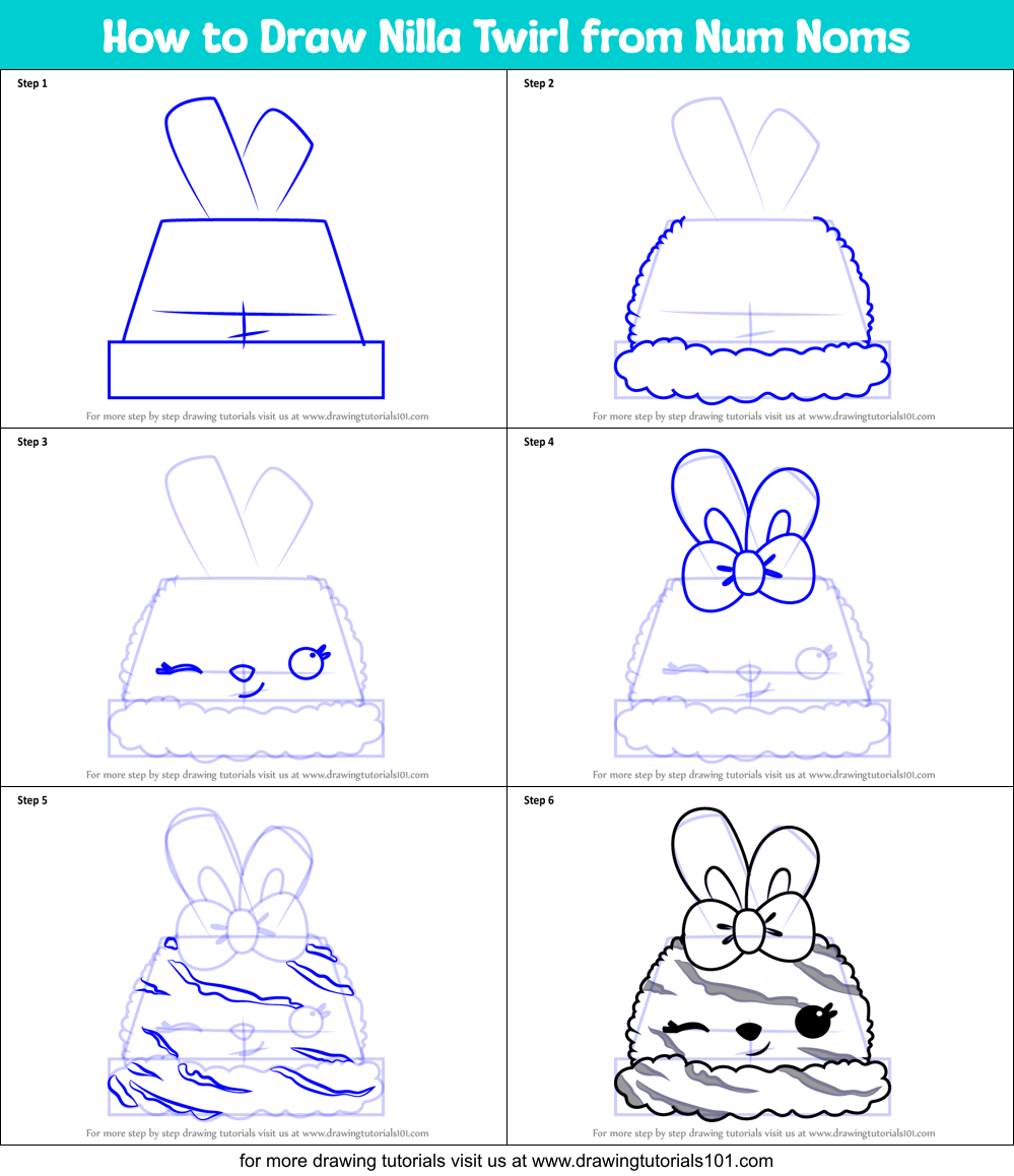 How to Draw Nilla Twirl from Num Noms Printable Step by Step