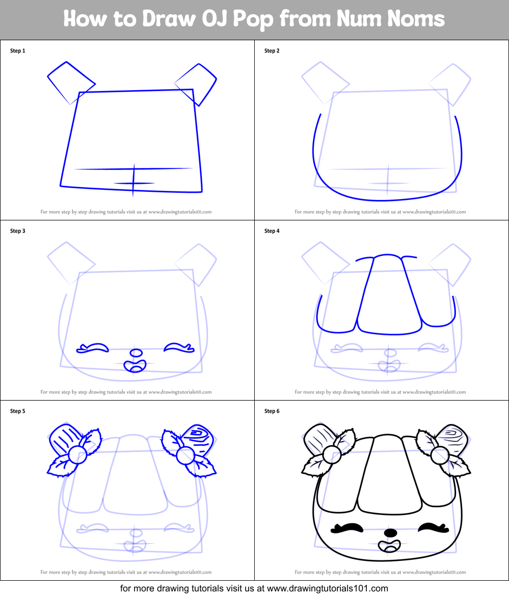 How to Draw OJ Pop from Num Noms Printable Step by Step