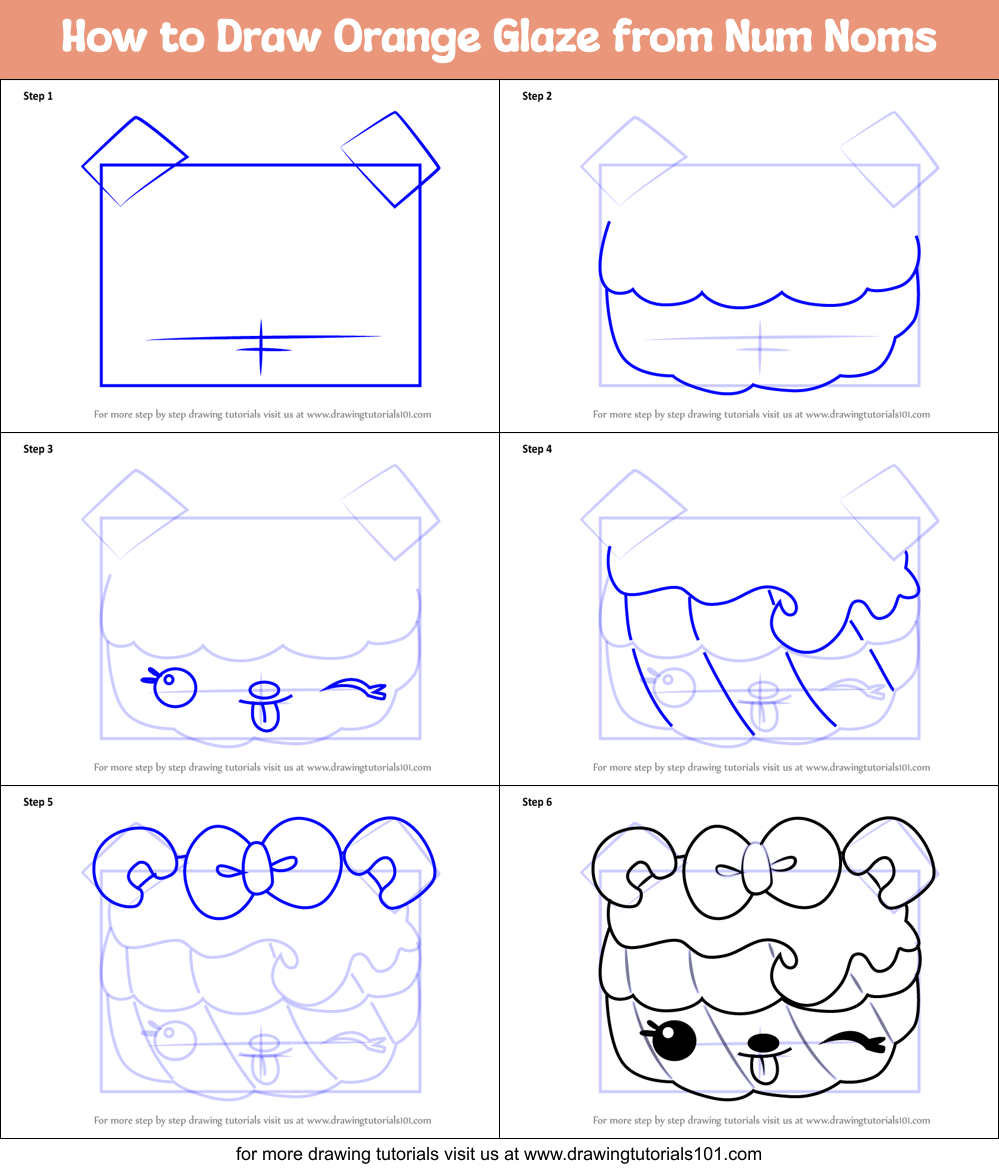 How to Draw Orange Glaze from Num Noms Printable Step by Step