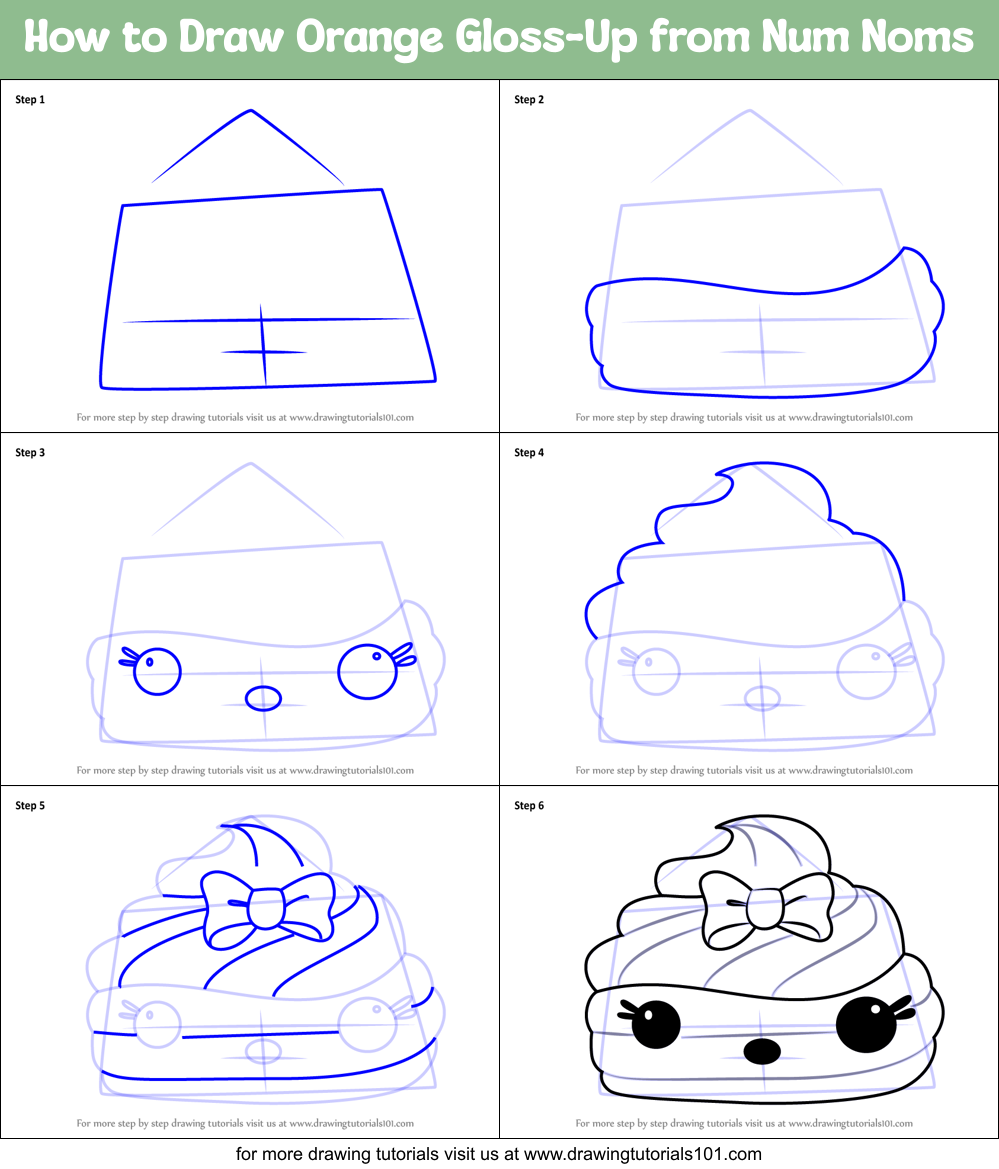 How to Draw Orange Gloss-Up from Num Noms Printable Step by Step