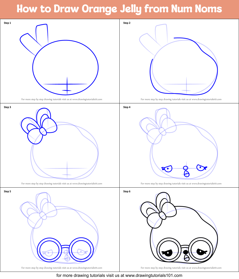 How to Draw Orange Jelly from Num Noms Printable Step by Step
