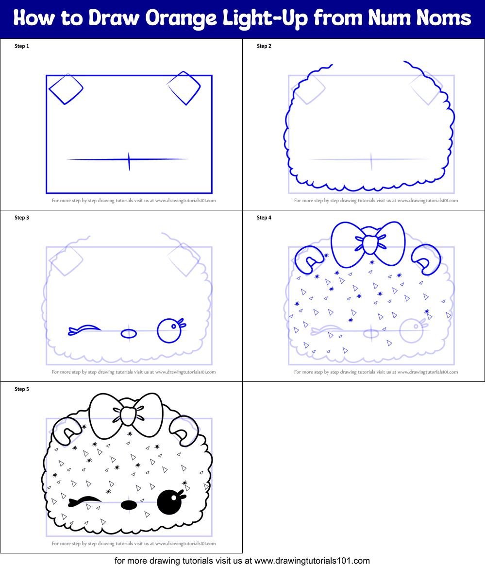How to Draw Orange Light-Up from Num Noms Printable Step by Step