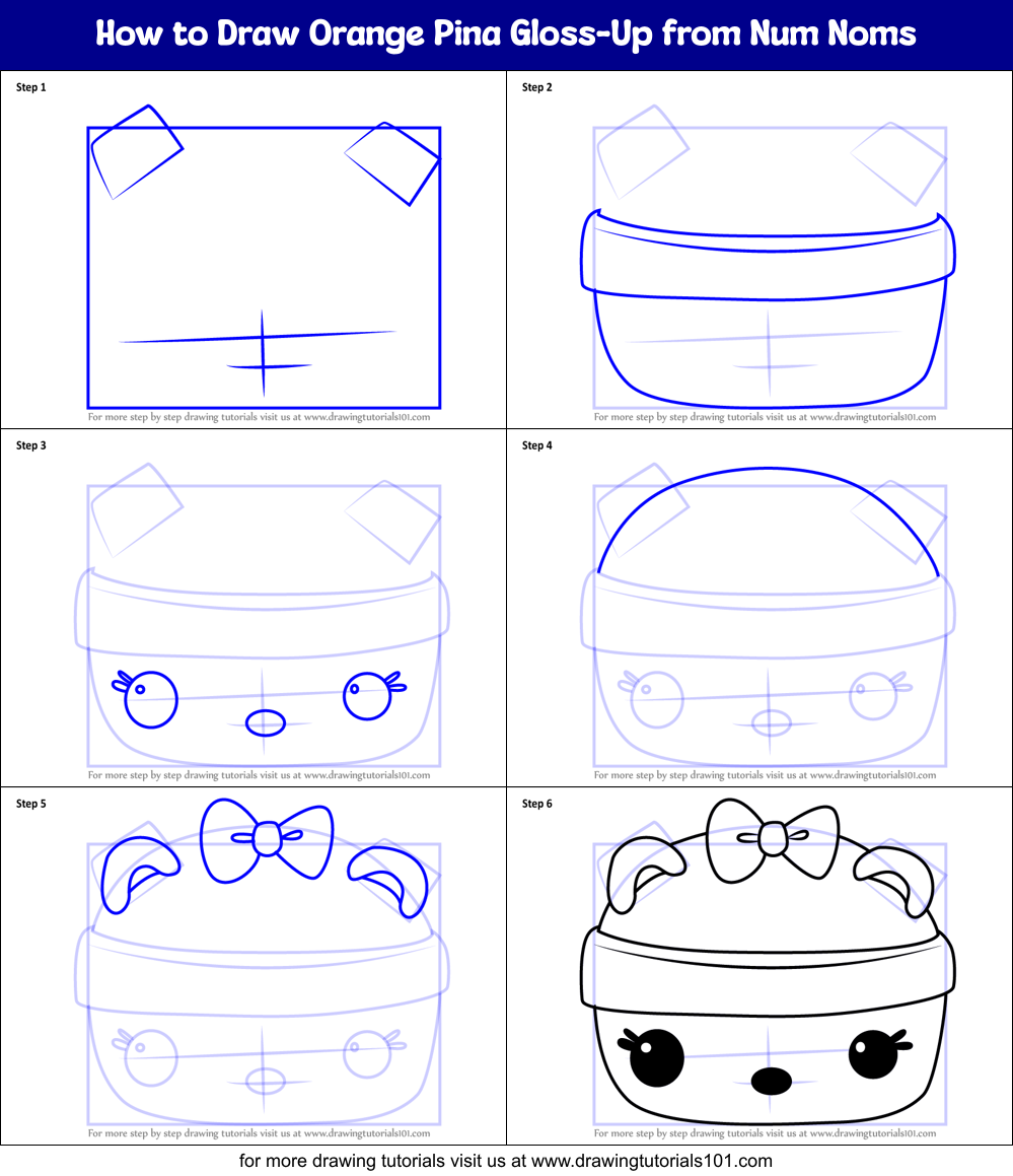 How to Draw Orange Pina Gloss-Up from Num Noms Printable Step by Step