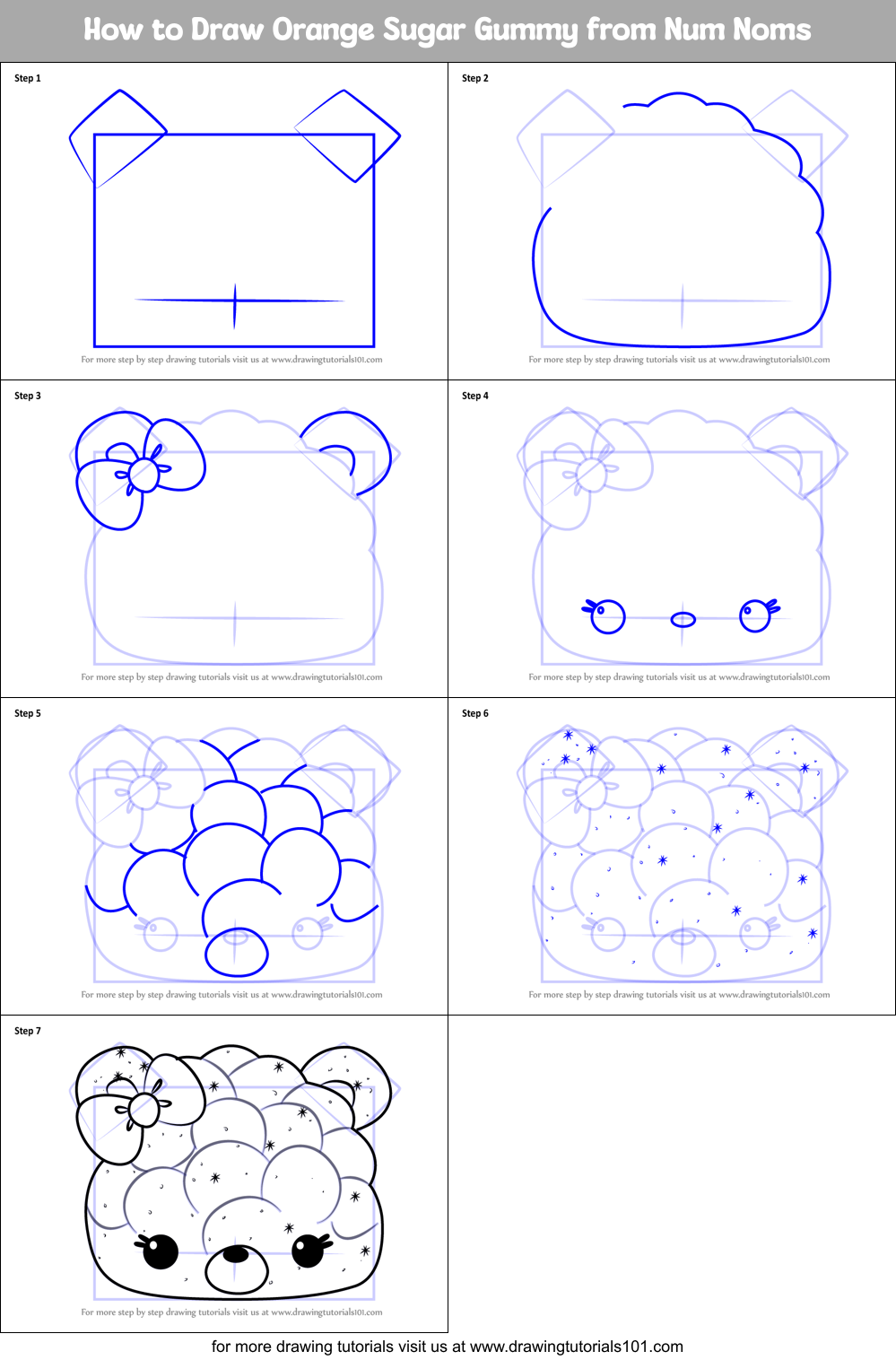 How to Draw Orange Sugar Gummy from Num Noms Printable Step by Step