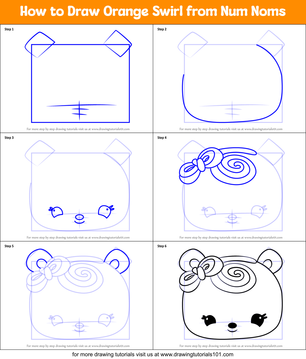 How to Draw Orange Swirl from Num Noms Printable Step by Step