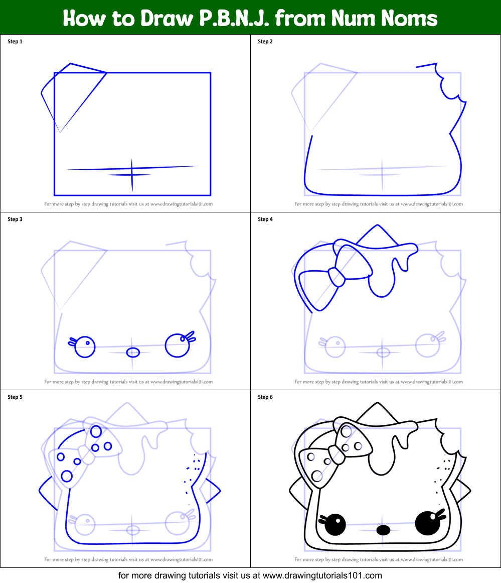 How to Draw P.B.N.J. from Num Noms Printable Step by Step