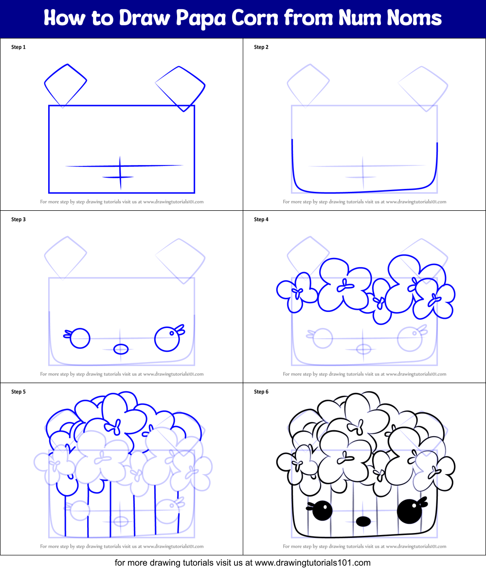 How to Draw Papa Corn from Num Noms Printable Step by Step