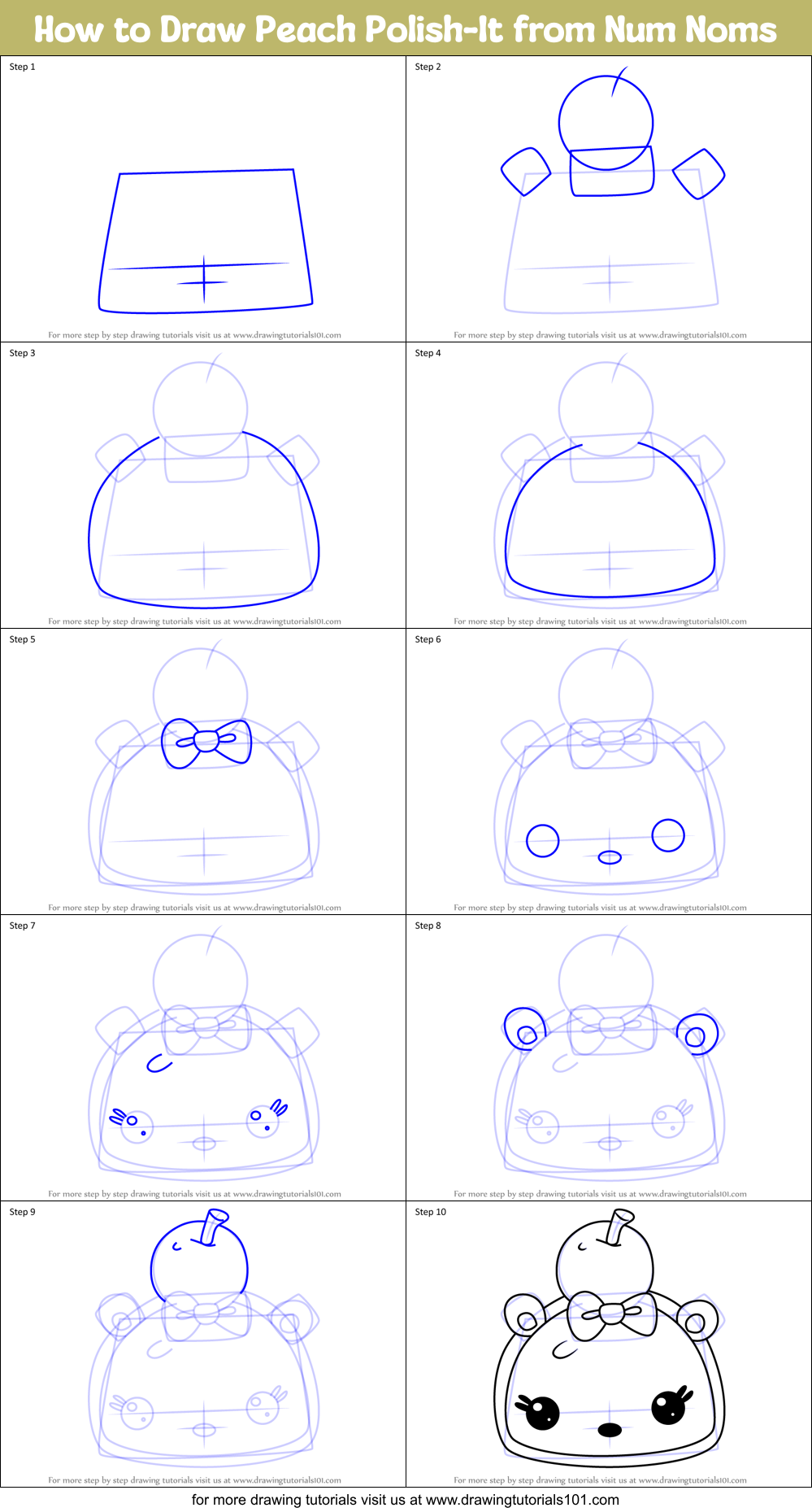 How to Draw Peach Polish-It from Num Noms Printable Step by Step