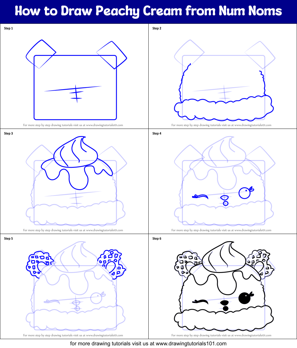 How to Draw Peachy Cream from Num Noms Printable Step by Step