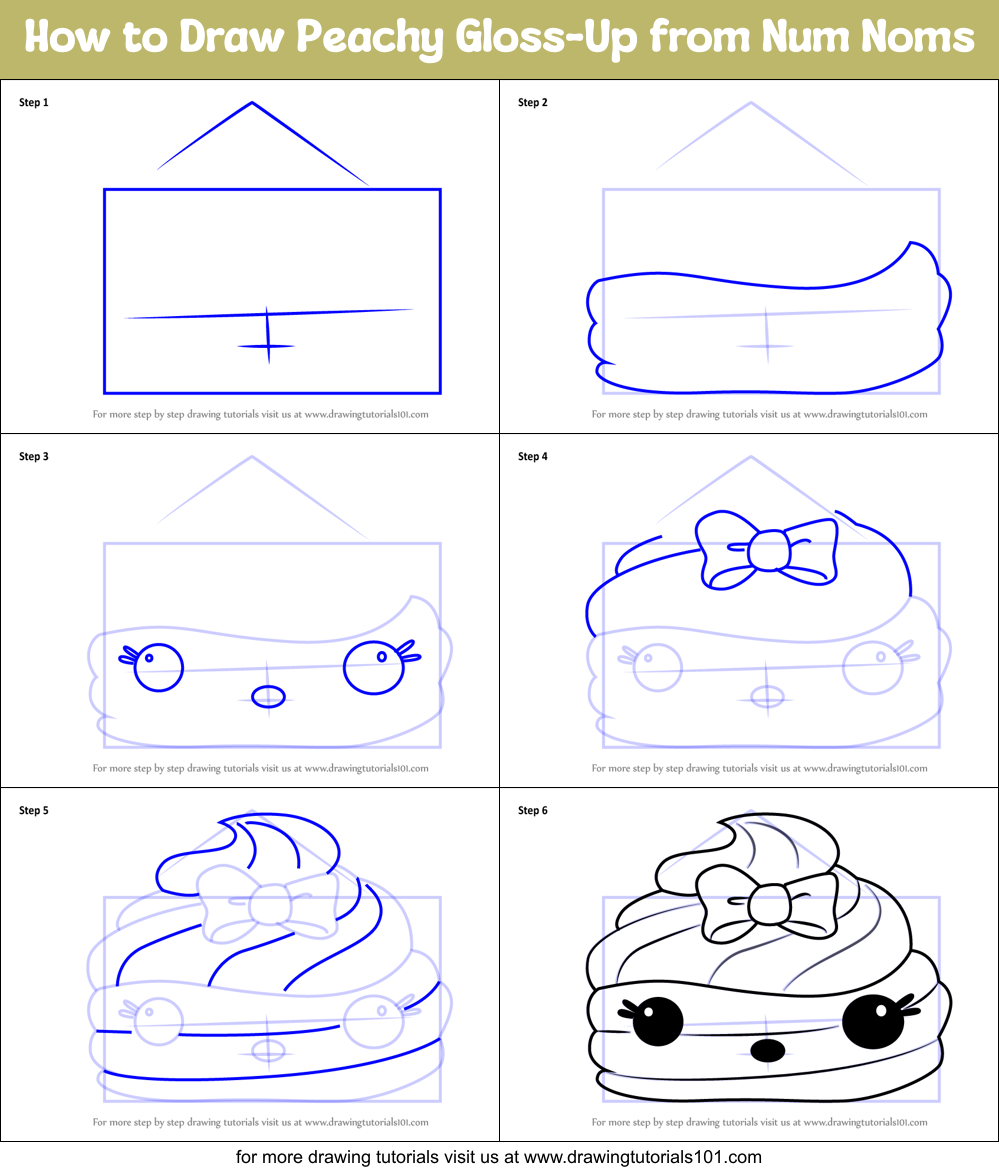How to Draw Peachy Gloss-Up from Num Noms Printable Step by Step
