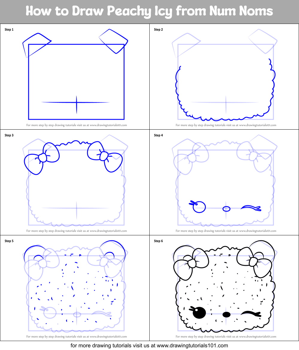 How to Draw Peachy Icy from Num Noms Printable Step by Step