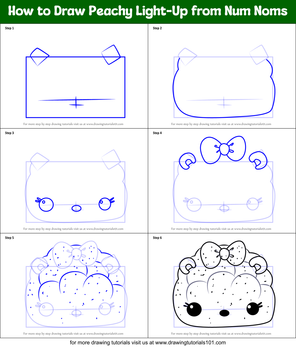 How to Draw Peachy Light-Up from Num Noms Printable Step by Step