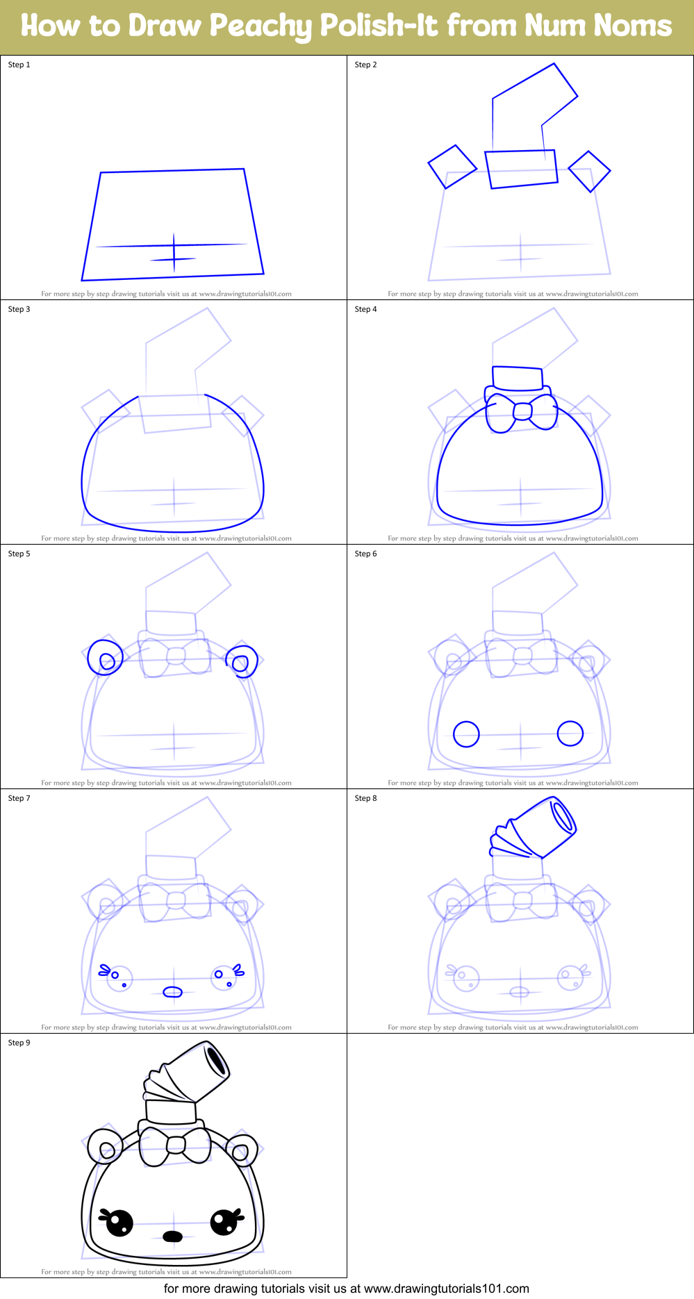 How to Draw Peachy Polish-It from Num Noms Printable Step by Step