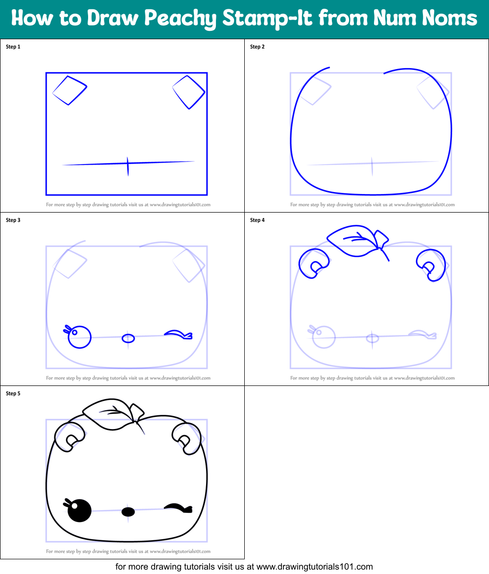 How to Draw Peachy Stamp-It from Num Noms Printable Step by Step