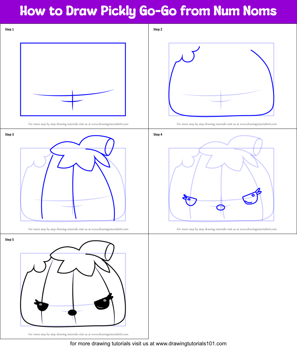How to Draw Pickly Go-Go from Num Noms Printable Step by Step