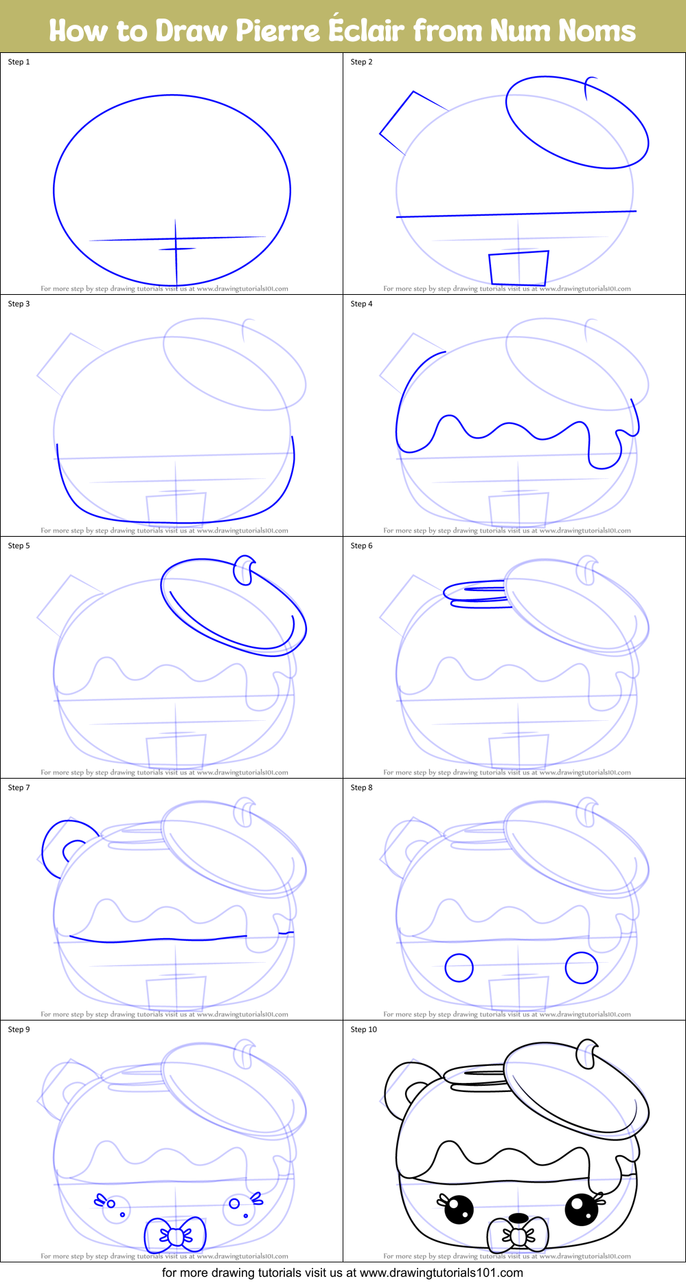 How to Draw Pierre Éclair from Num Noms Printable Step by Step