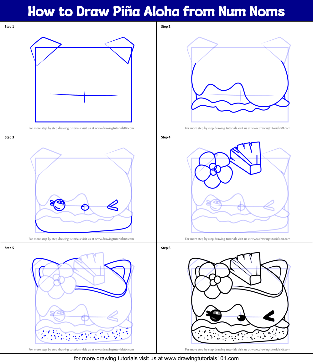 How to Draw Piña Aloha from Num Noms Printable Step by Step