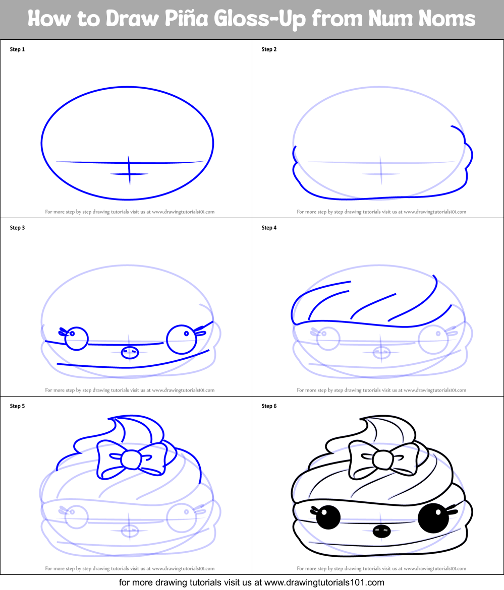 How to Draw Piña Gloss-Up from Num Noms Printable Step by Step