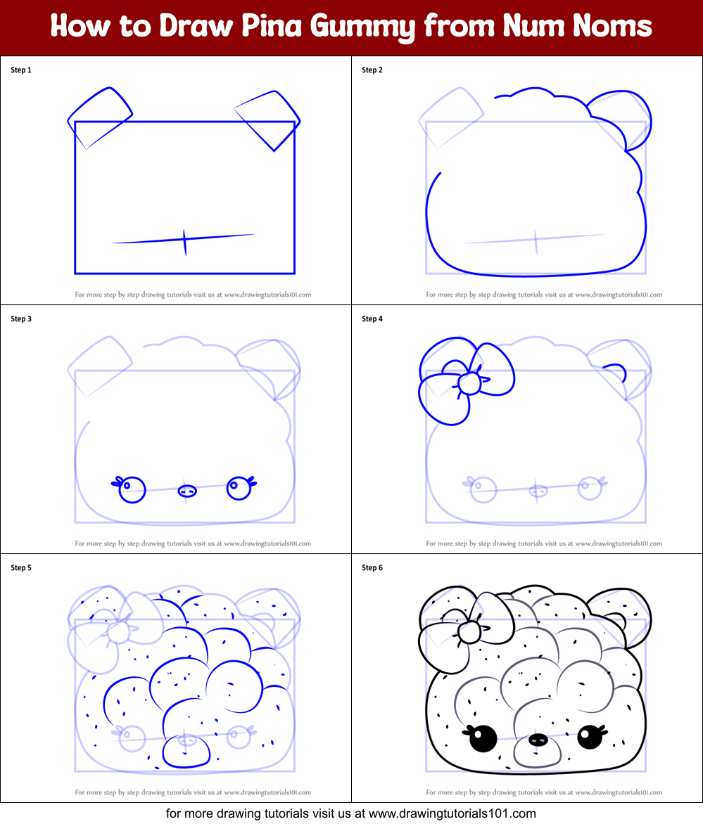 How to Draw Pina Gummy from Num Noms Printable Step by Step