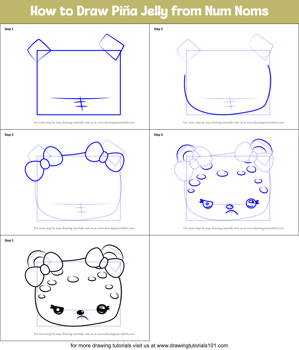 How to Draw Piña Jelly from Num Noms Printable Step by Step
