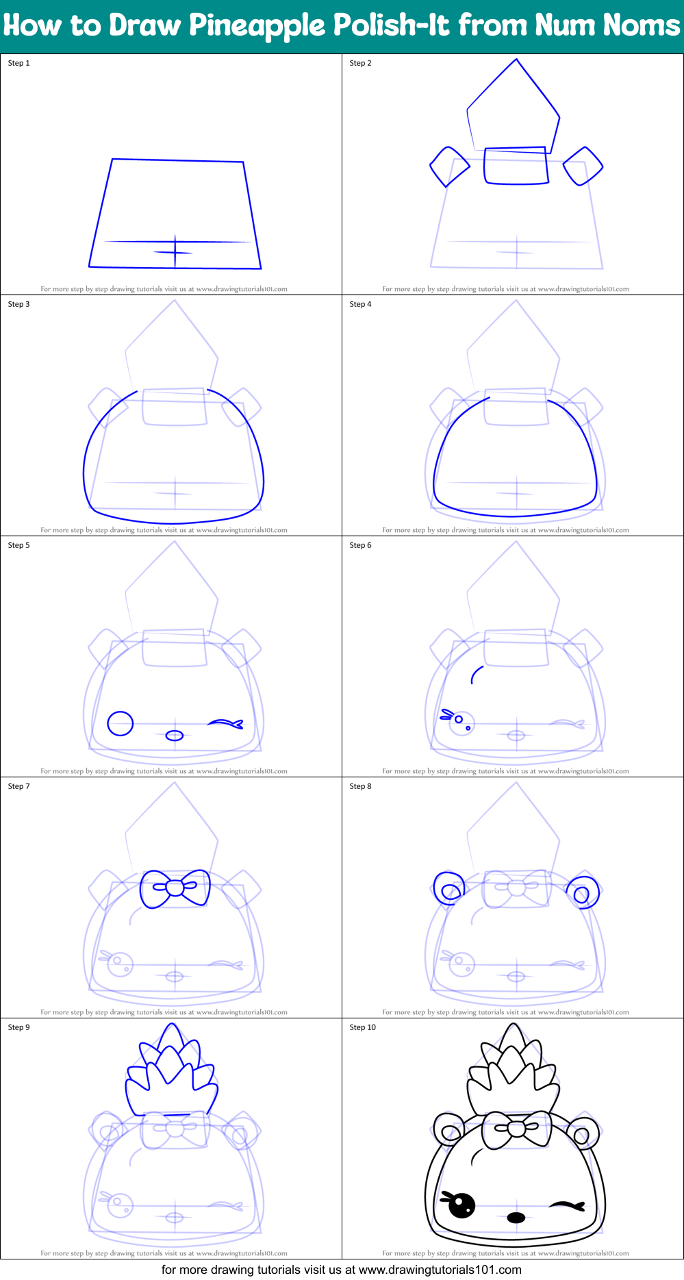How to Draw Pineapple Polish-It from Num Noms Printable Step by Step