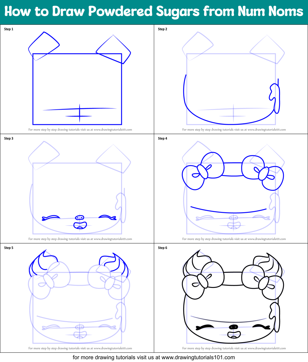 How to Draw Powdered Sugars from Num Noms Printable Step by Step