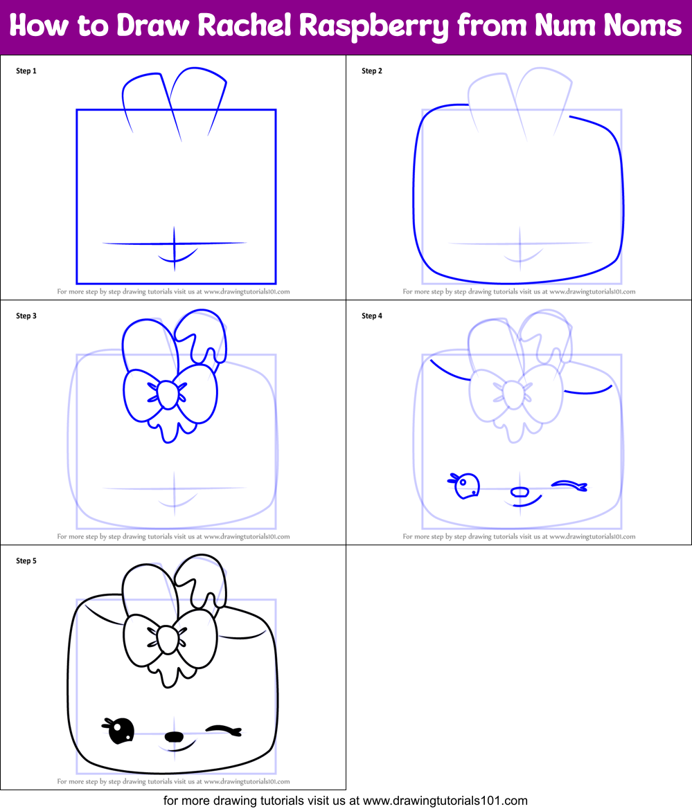 How to Draw Rachel Raspberry from Num Noms Printable Step by Step
