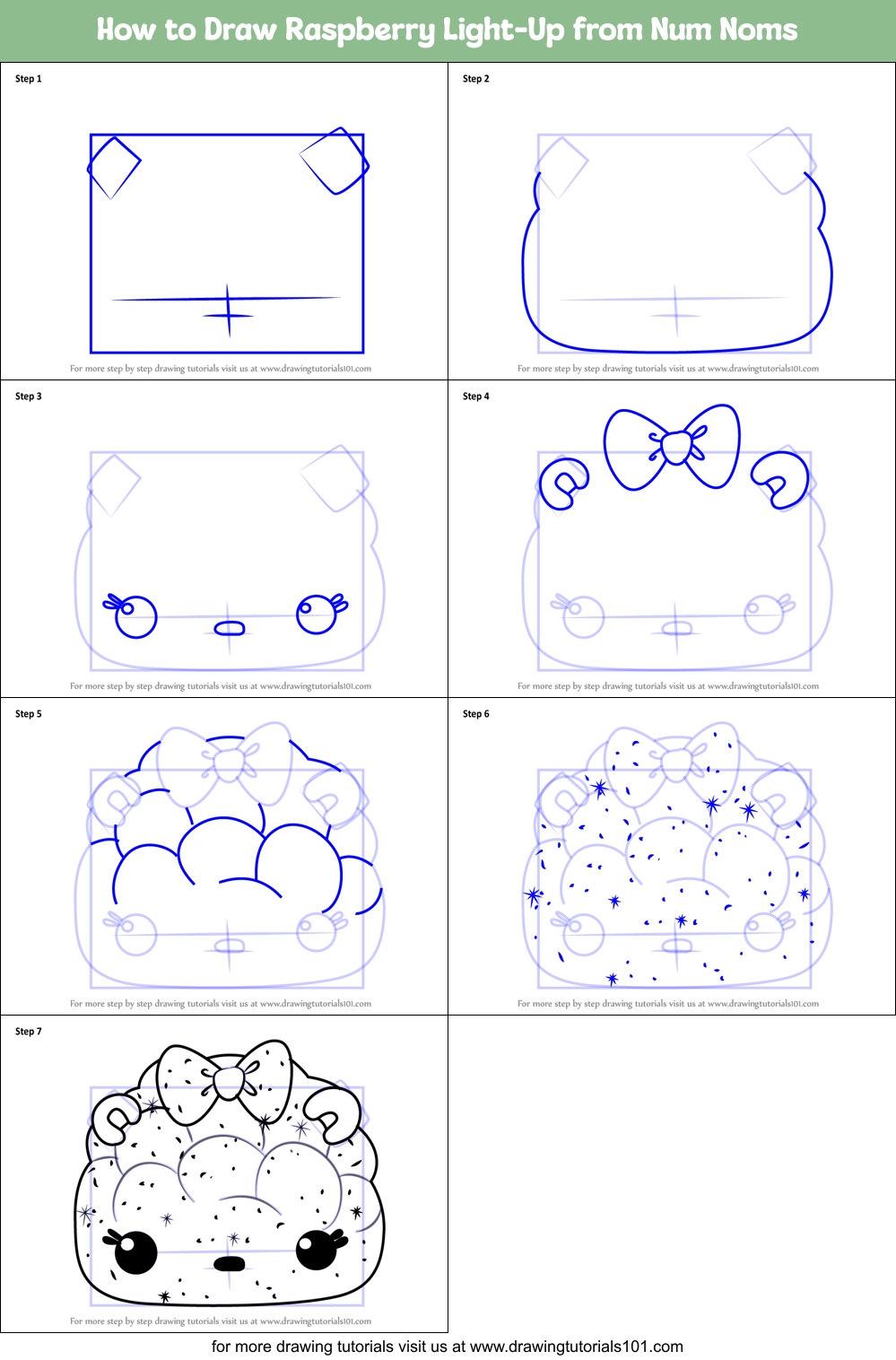 How to Draw Raspberry Light-Up from Num Noms Printable Step by Step