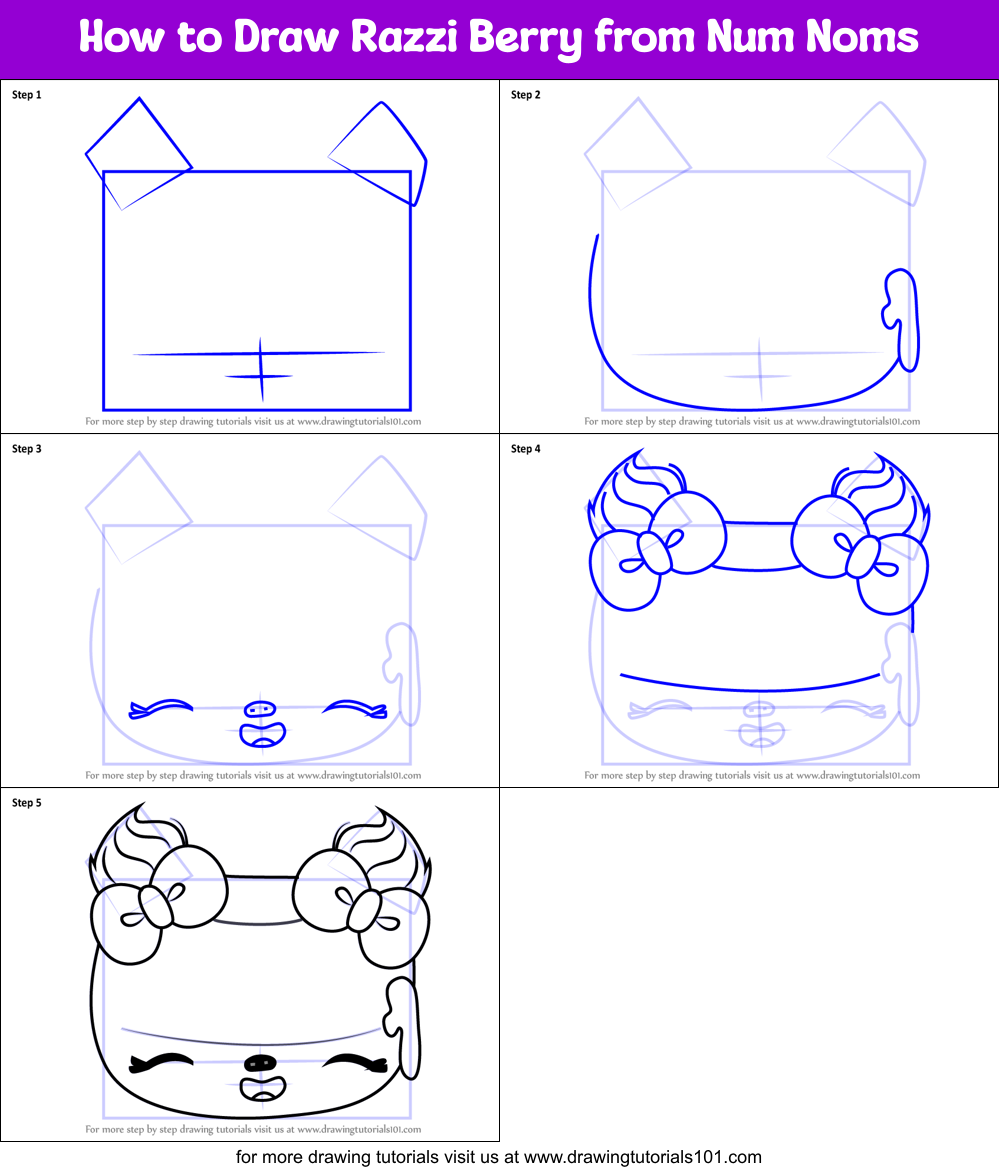 How to Draw Razzi Berry from Num Noms Printable Step by Step