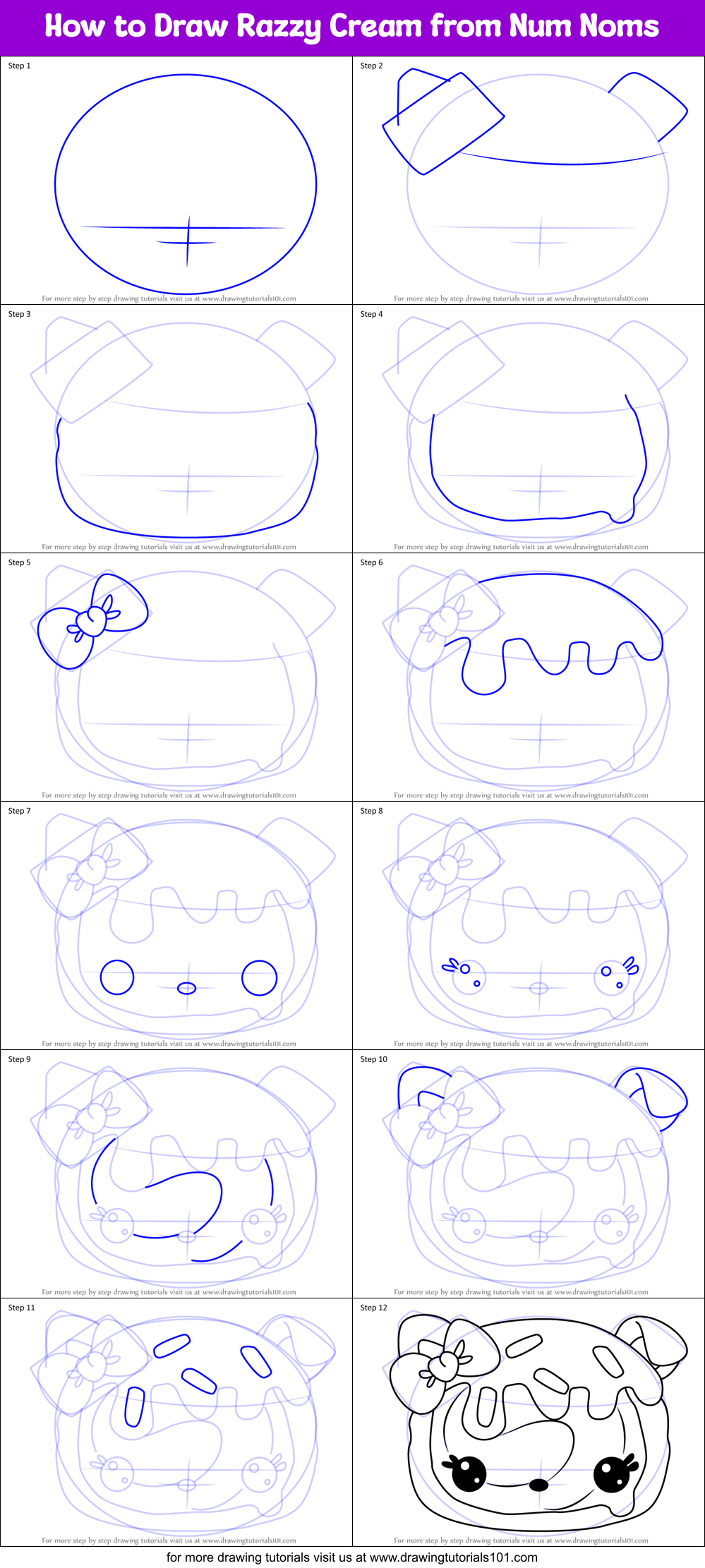 How to Draw Razzy Cream from Num Noms Printable Step by Step