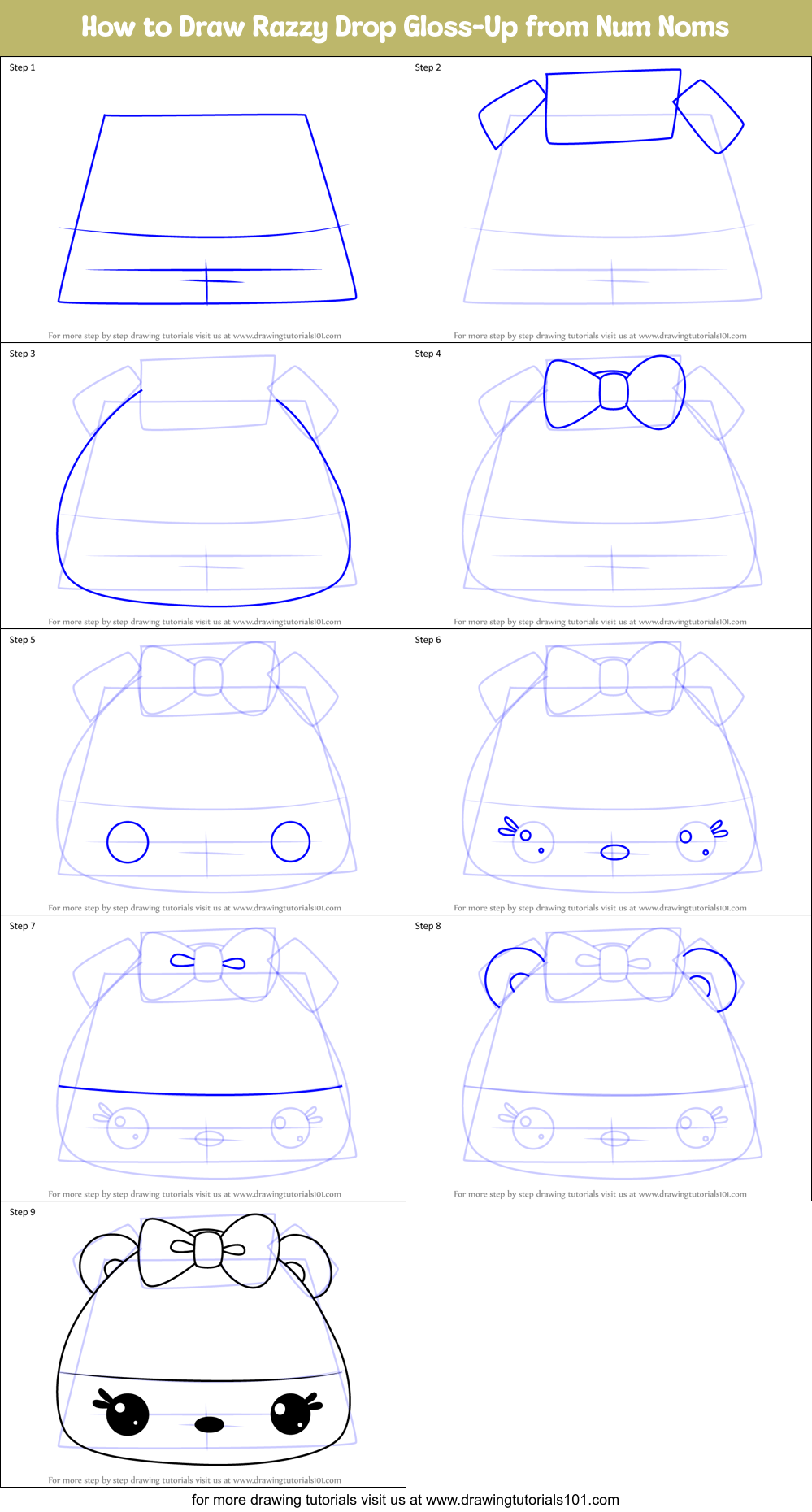 How to Draw Razzy Drop Gloss-Up from Num Noms Printable Step by Step