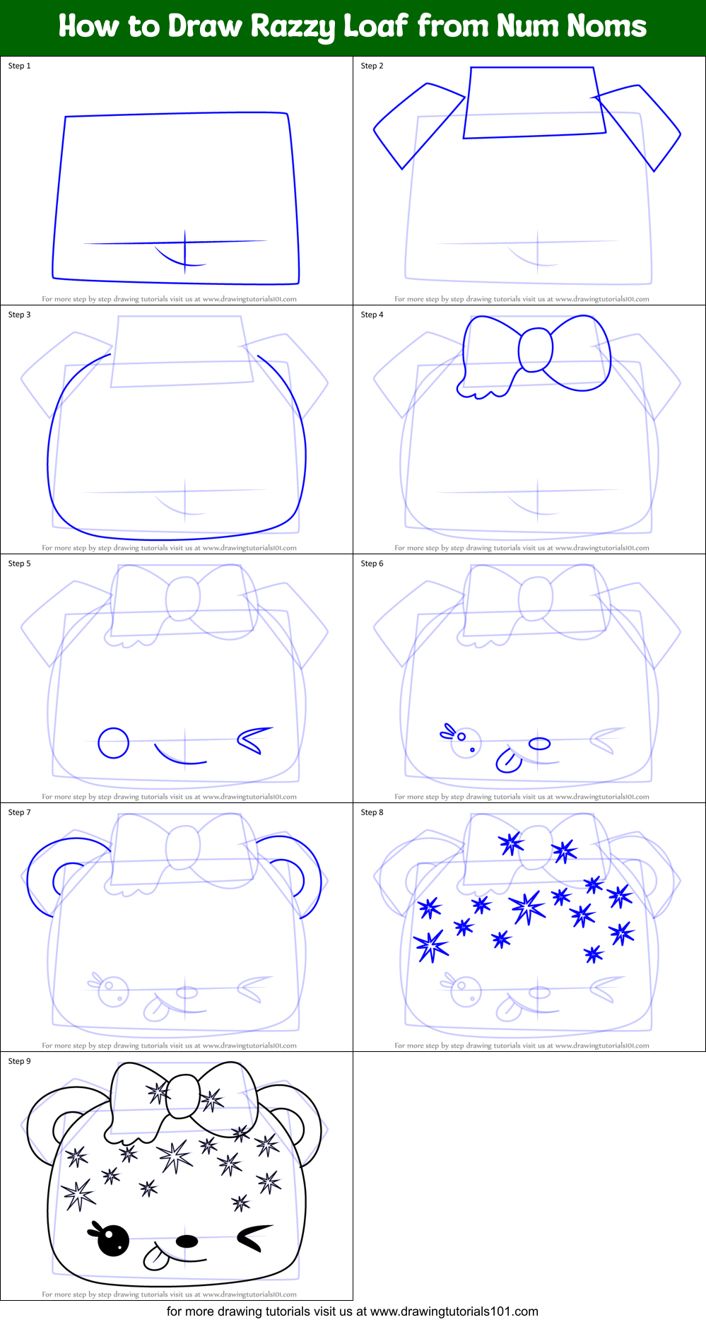 How to Draw Razzy Loaf from Num Noms Printable Step by Step