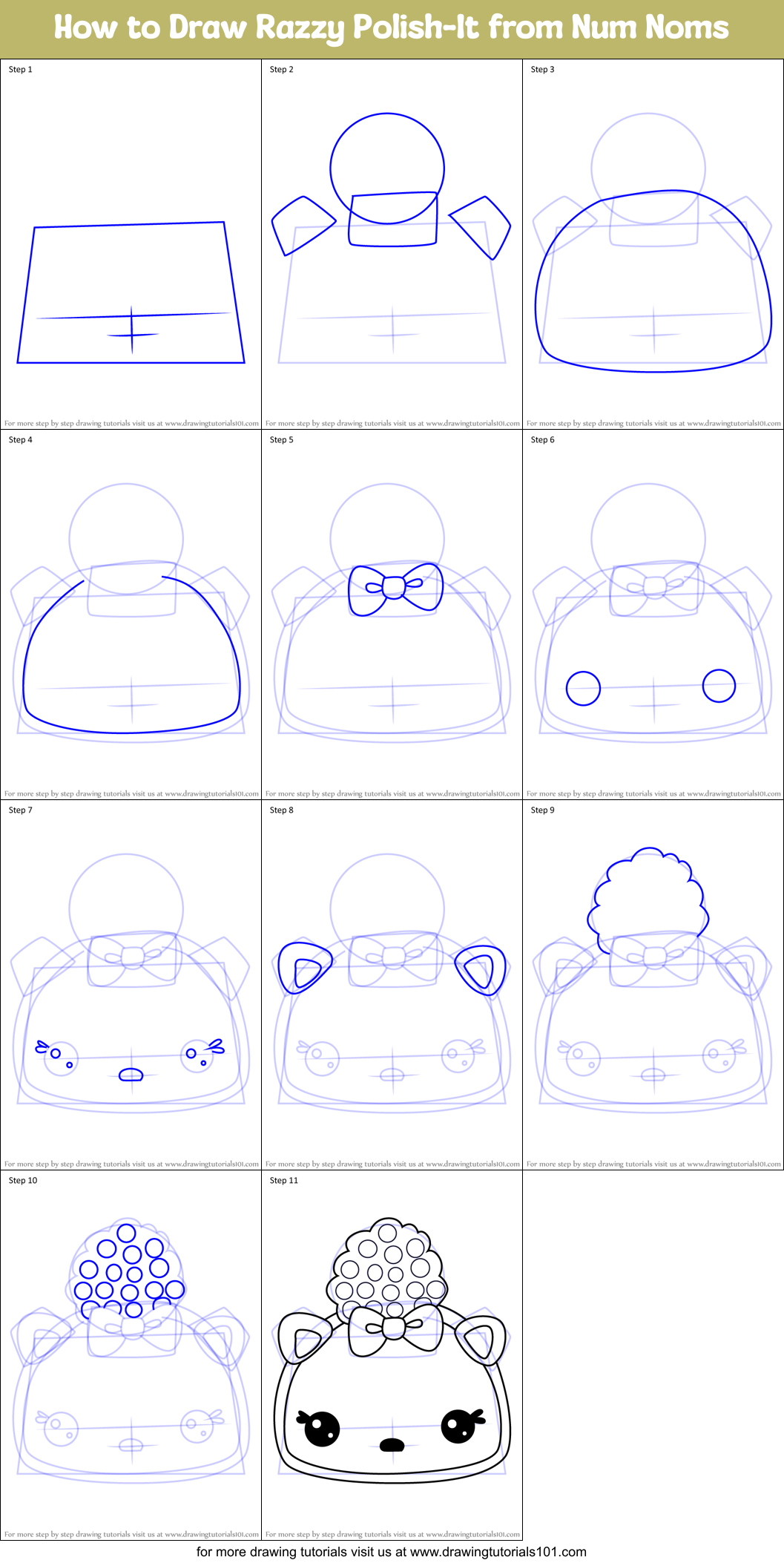 How to Draw Razzy Polish-It from Num Noms Printable Step by Step