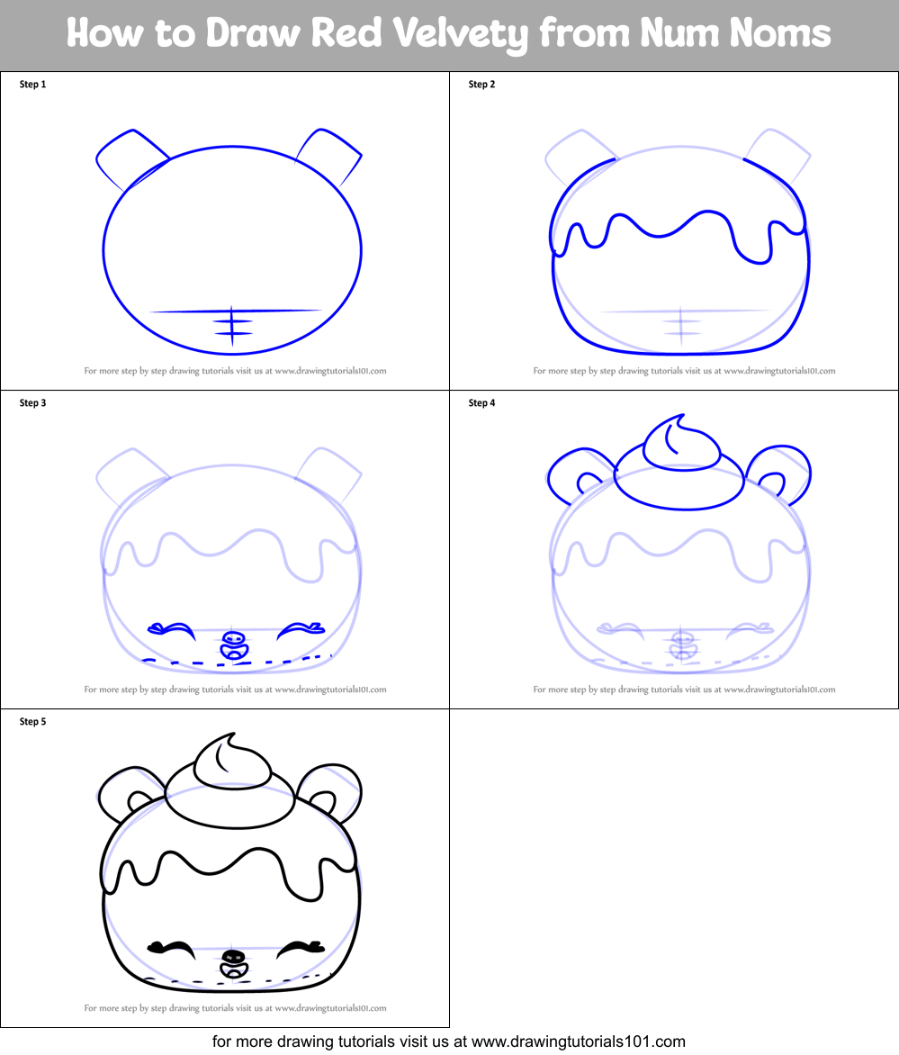 How to Draw Red Velvety from Num Noms Printable Step by Step