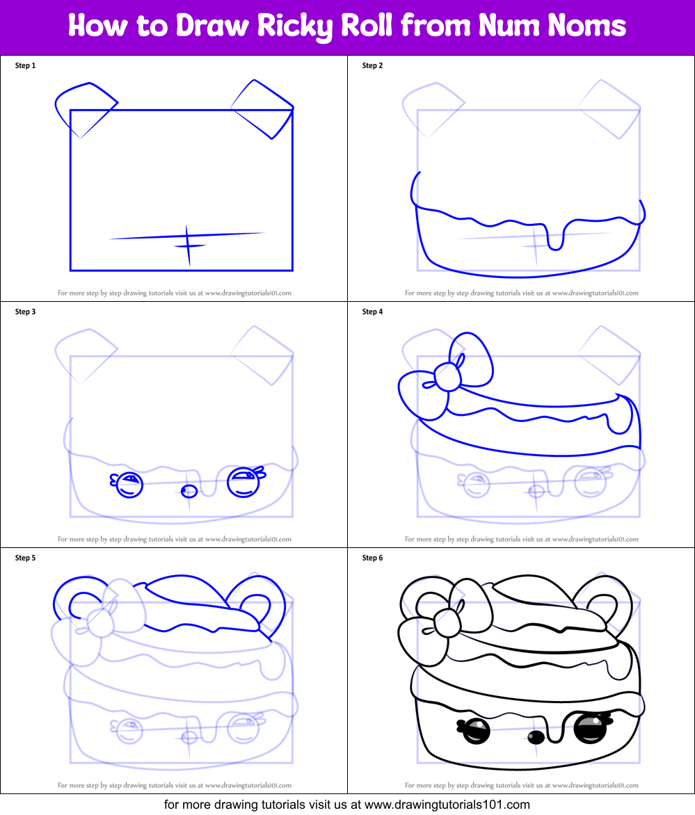 How to Draw Ricky Roll from Num Noms Printable Step by Step