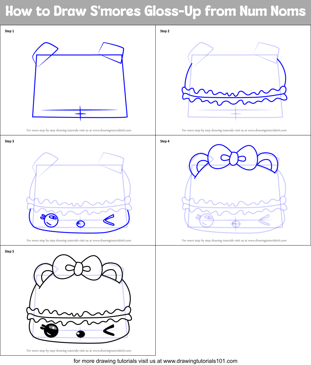 How to Draw S'mores Gloss-Up from Num Noms Printable Step by Step