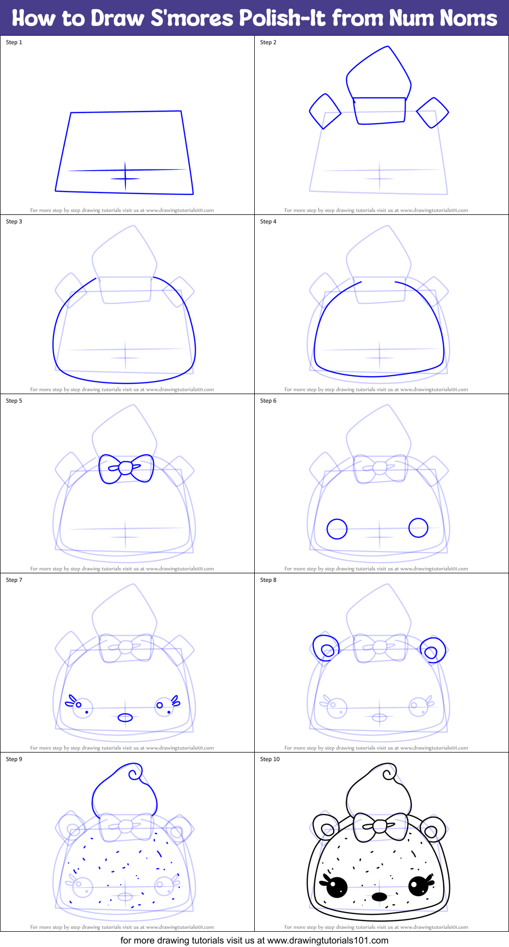 How to Draw S'mores Polish-It from Num Noms Printable Step by Step