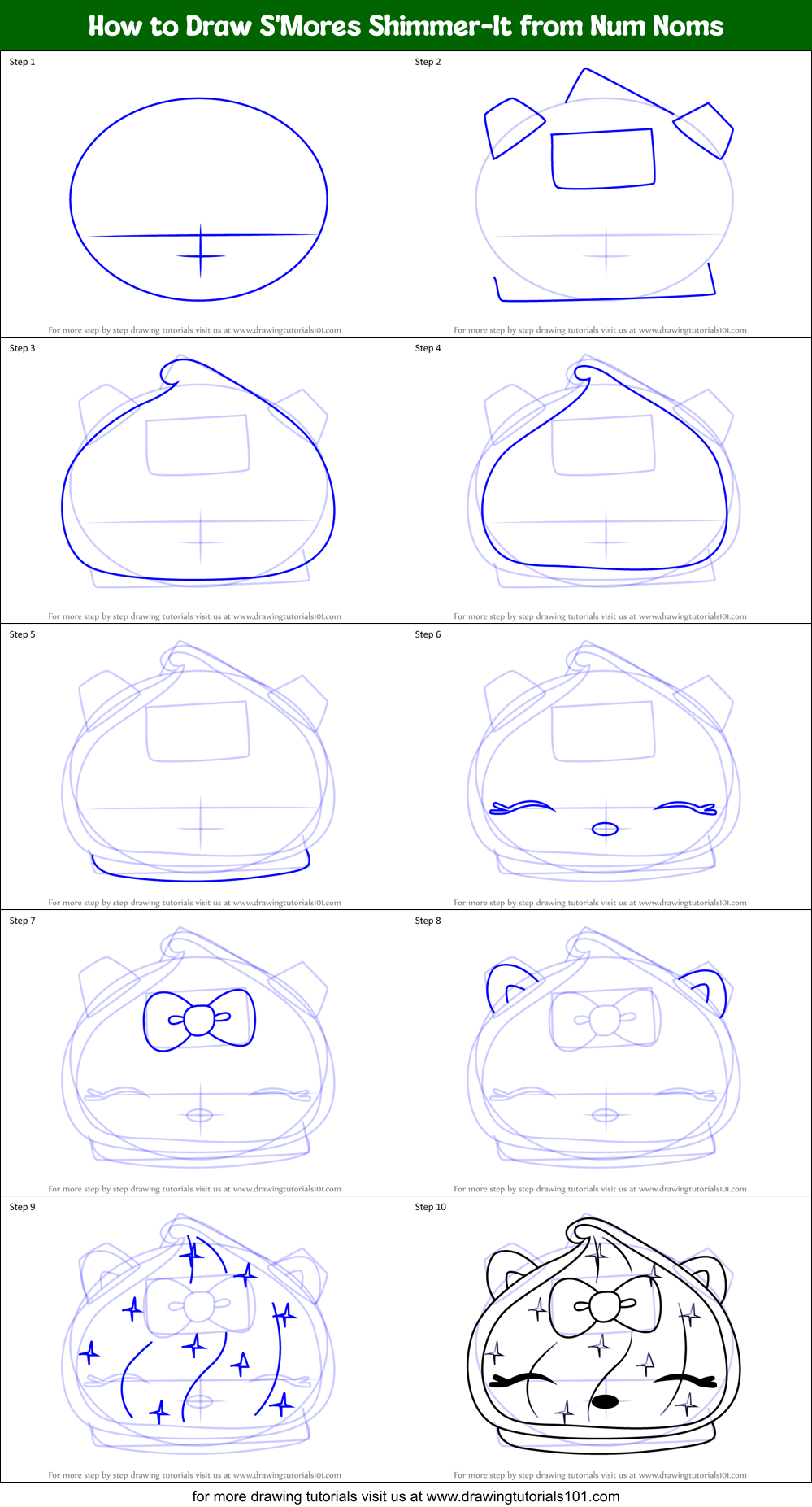 How to Draw S'Mores Shimmer-It from Num Noms Printable Step by Step