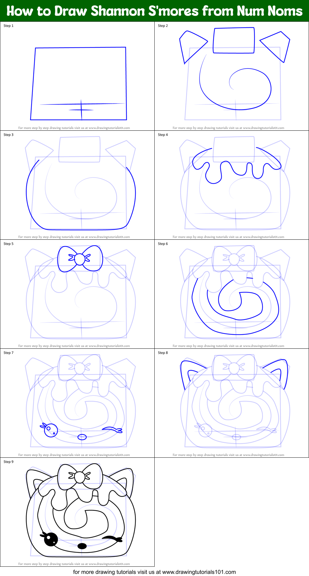 How to Draw Shannon S'mores from Num Noms Printable Step by Step