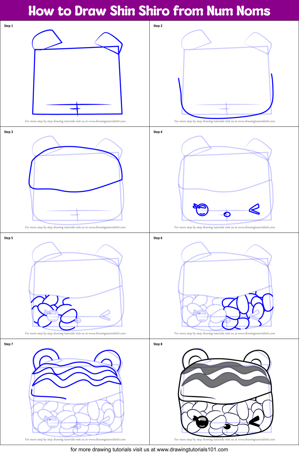How to Draw Shin Shiro from Num Noms Printable Step by Step