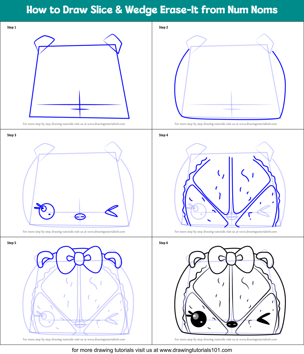How to Draw Slice & Wedge Erase-It from Num Noms Printable Step by Step