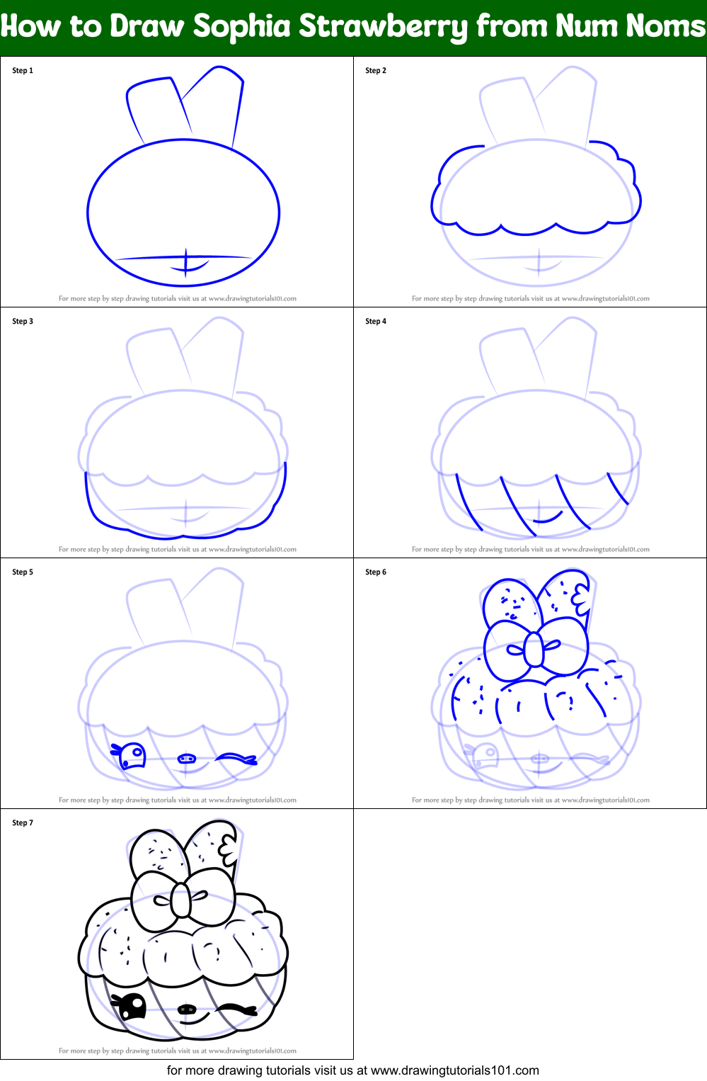 How to Draw Sophia Strawberry from Num Noms Printable Step by Step