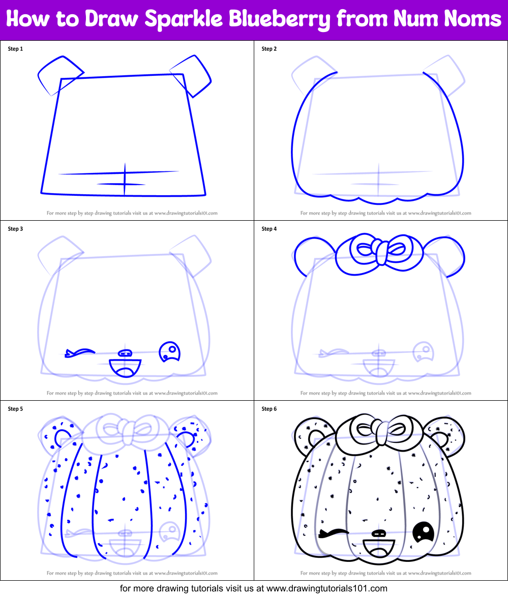 How to Draw Sparkle Blueberry from Num Noms Printable Step by Step