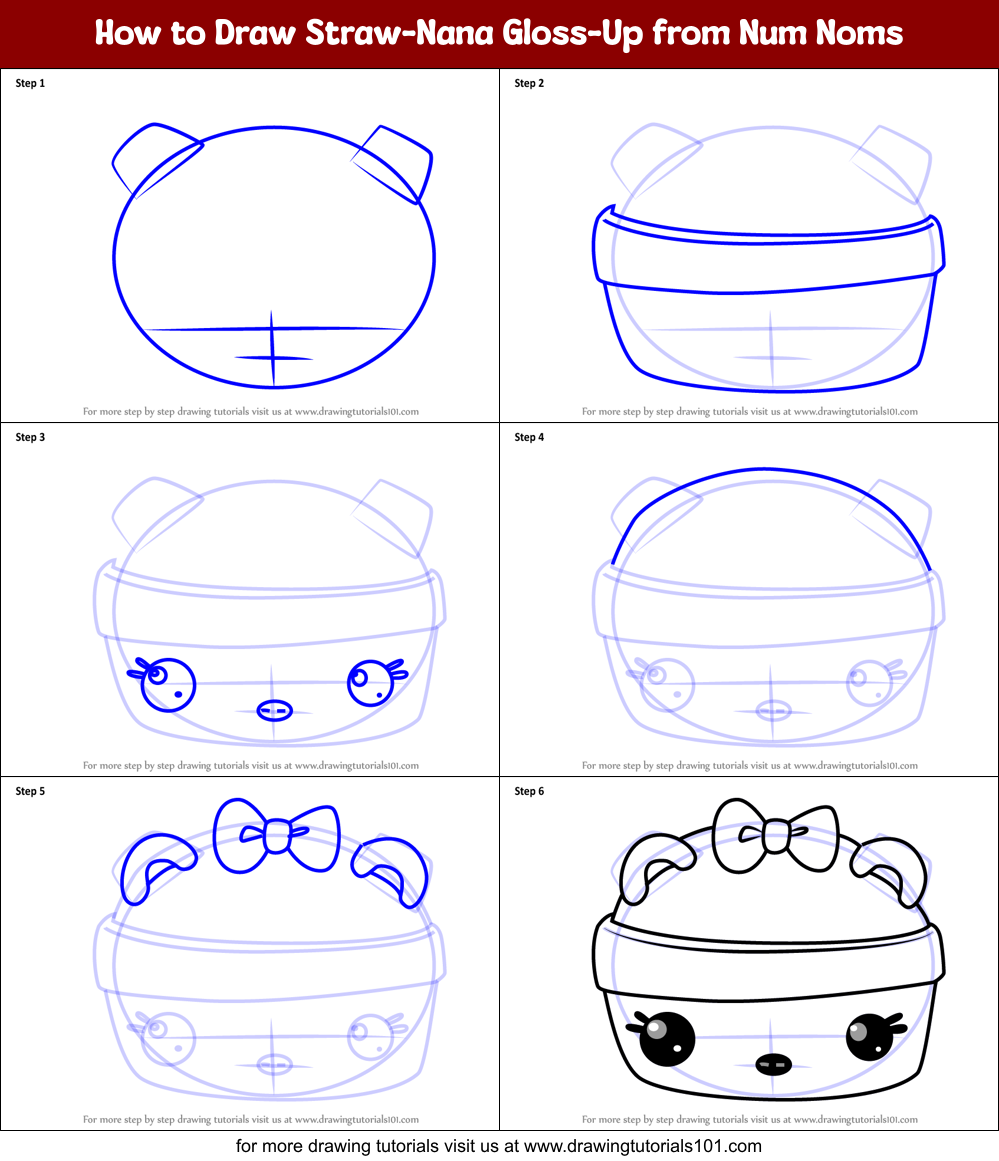 How to Draw Straw-Nana Gloss-Up from Num Noms Printable Step by Step