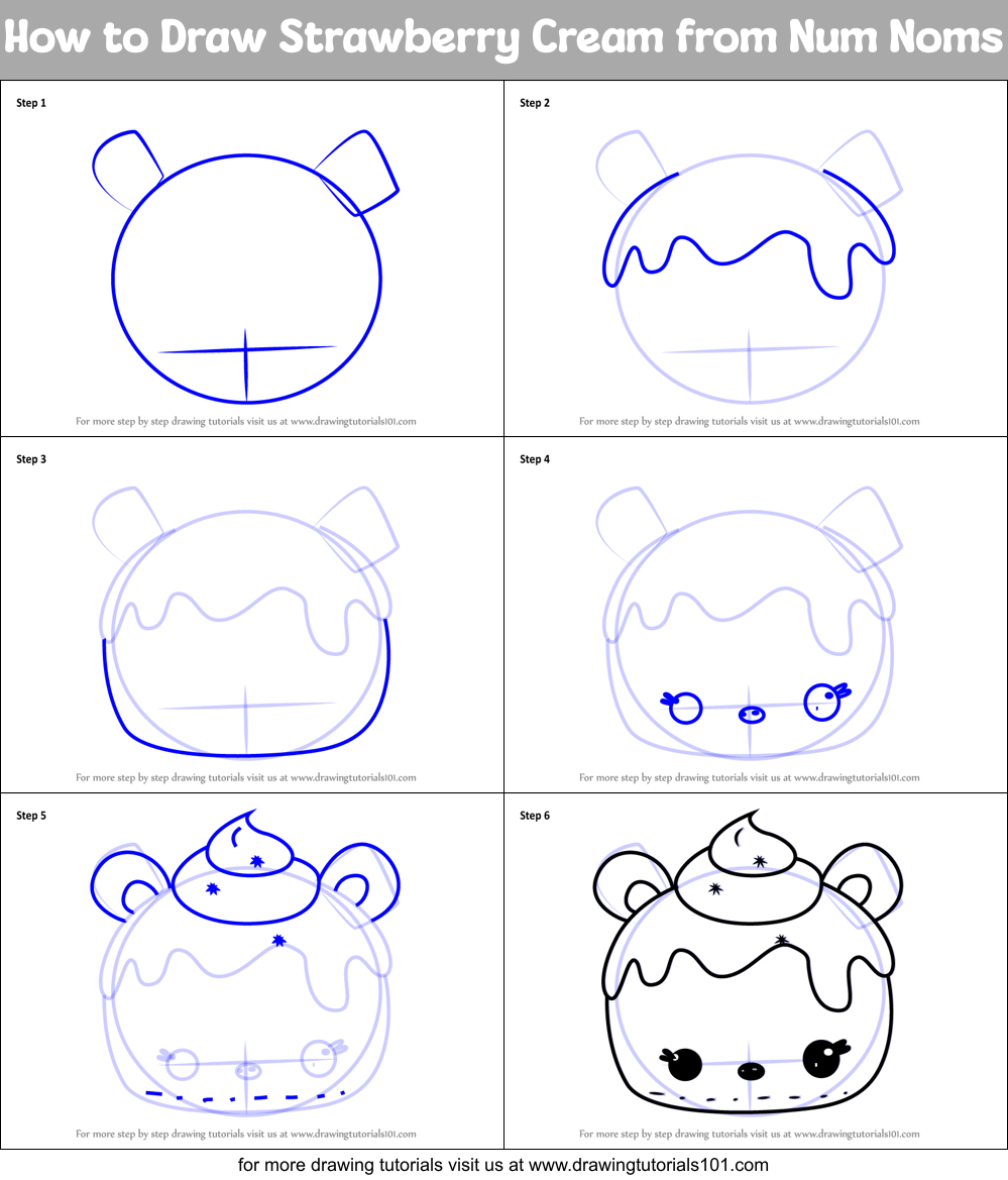 How to Draw Strawberry Cream from Num Noms Printable Step by Step
