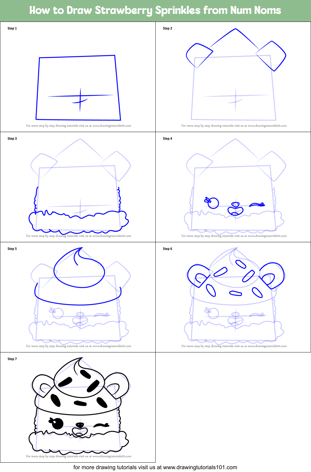 How to Draw Strawberry Sprinkles from Num Noms Printable Step by Step