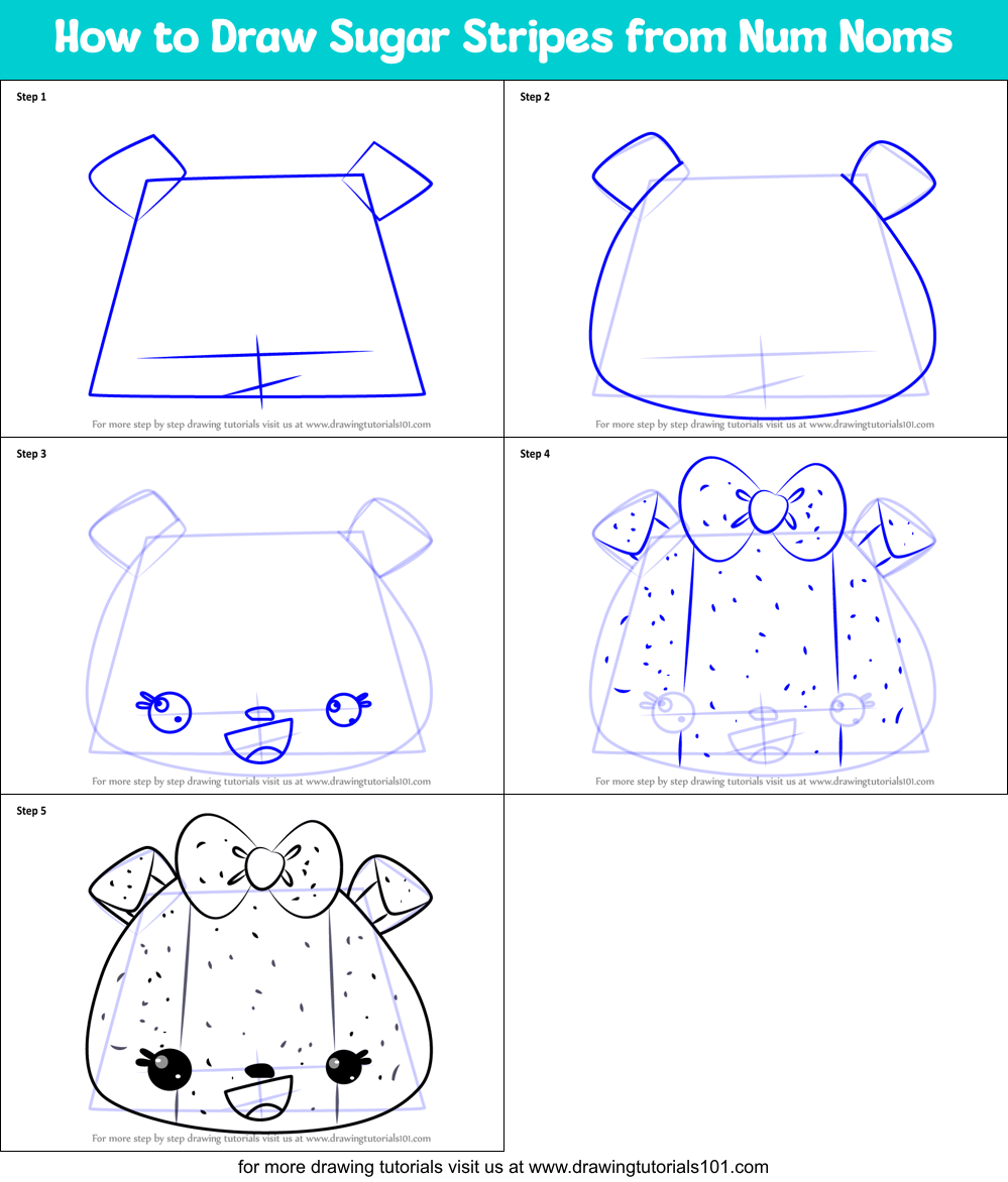How to Draw Sugar Stripes from Num Noms Printable Step by Step