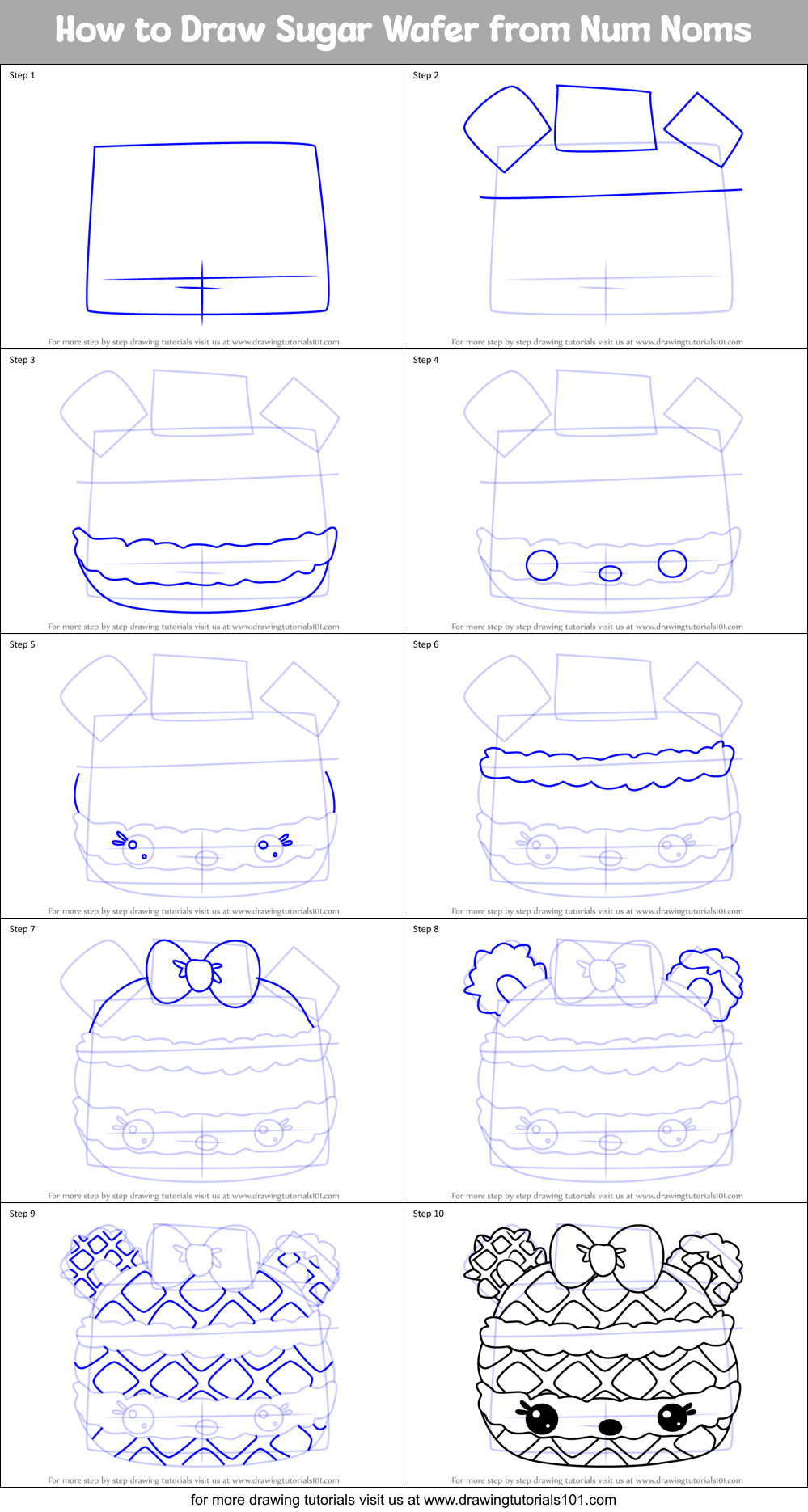 How to Draw Sugar Wafer from Num Noms Printable Step by Step