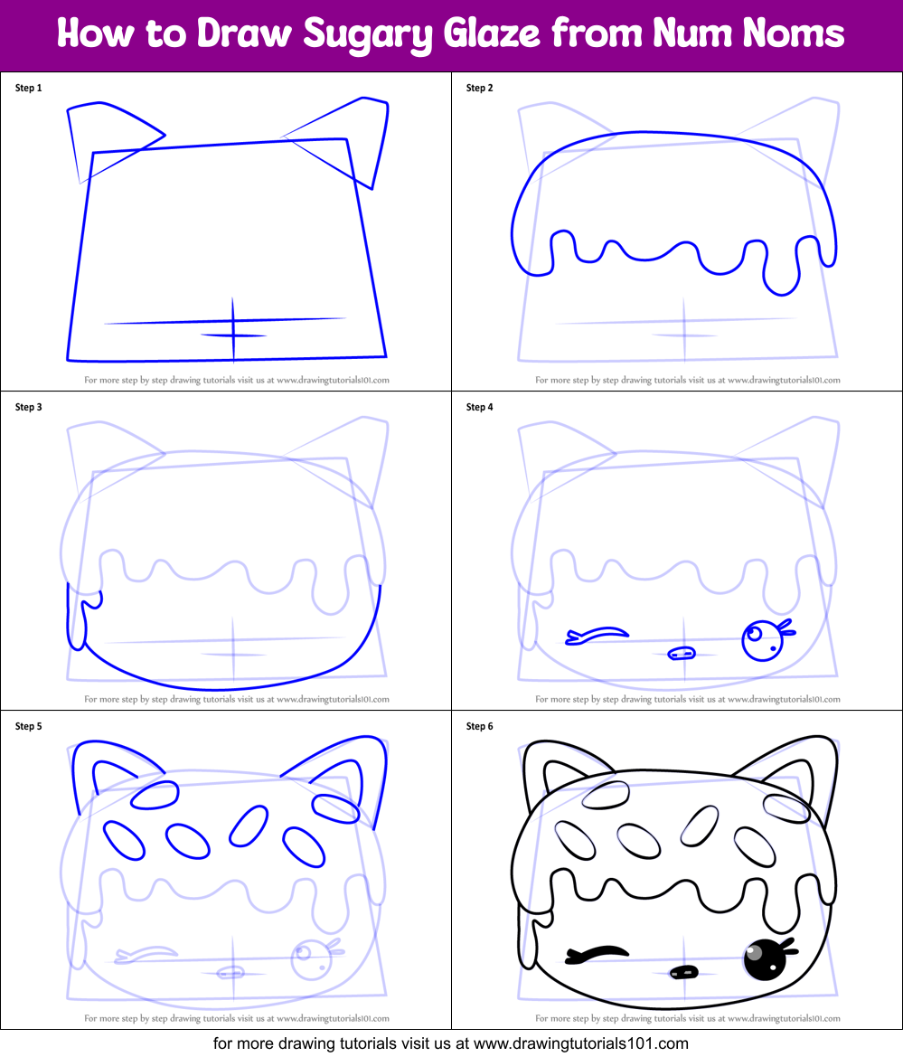 How to Draw Sugary Glaze from Num Noms Printable Step by Step